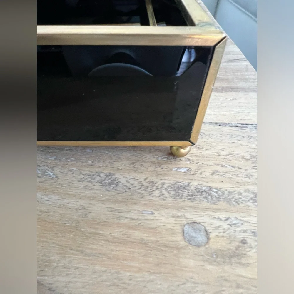 Beveled Black Glass Tray